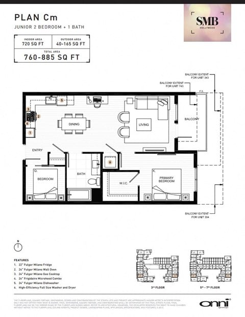 Floor plan for 2 beds, 1 bath, 720 sqft